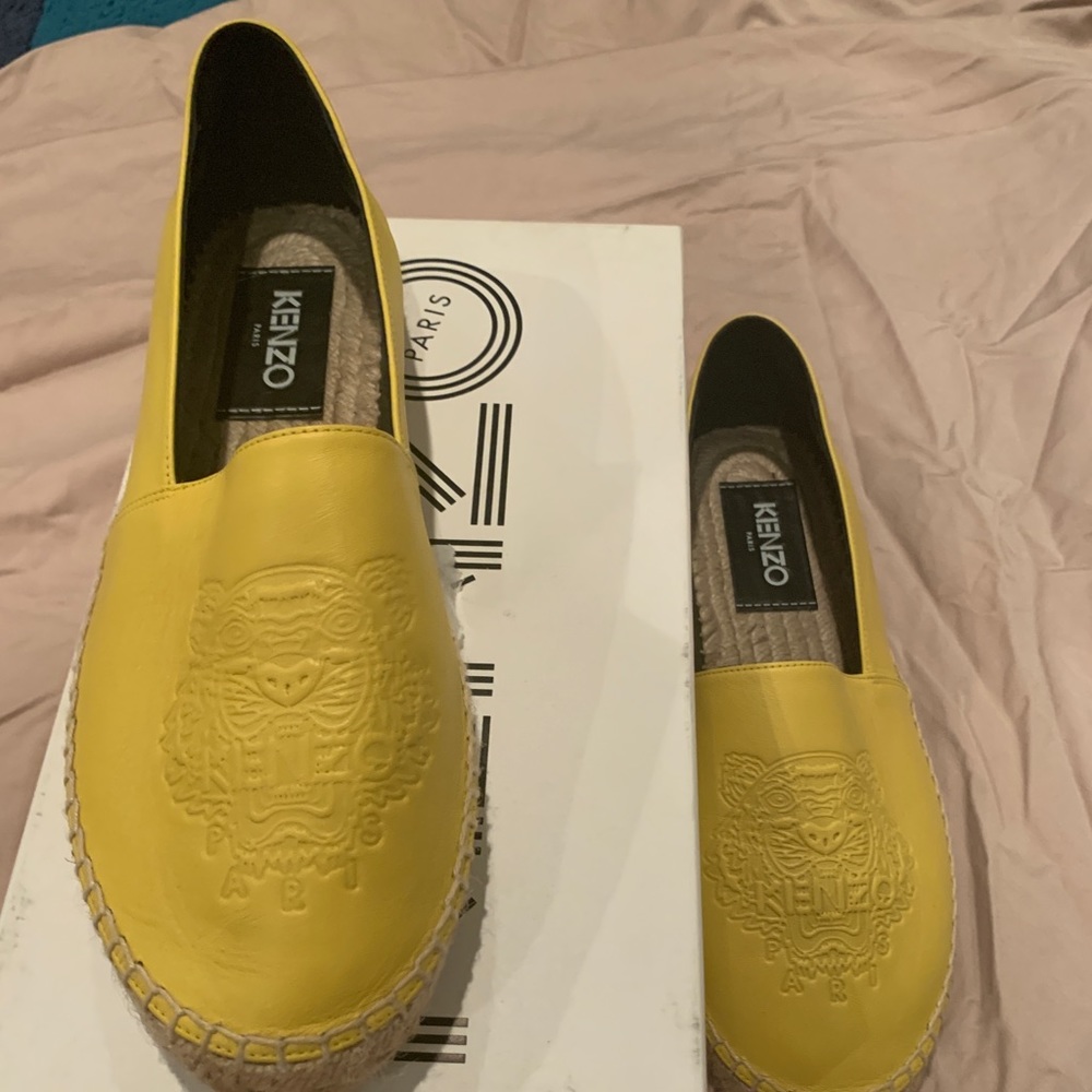 KENZO LEATHER ESPADRILLE FLATS